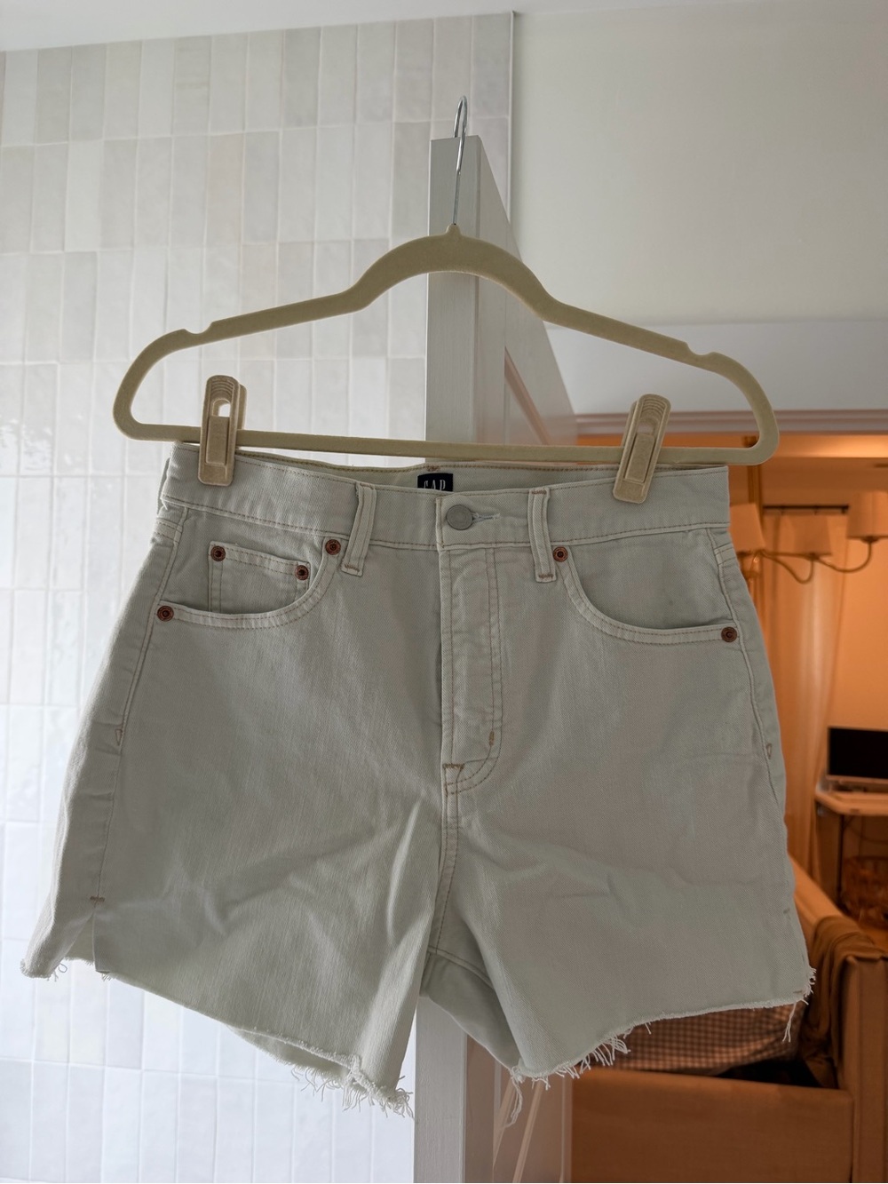 Gap High-Rise White Denim Shorts